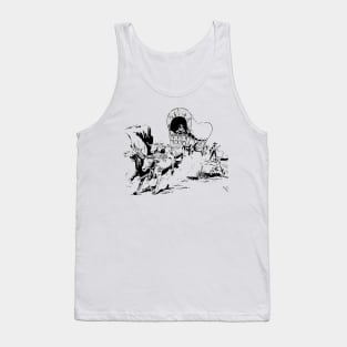 Oxen With Big Horns Western Cowboy Retro Comic Tank Top